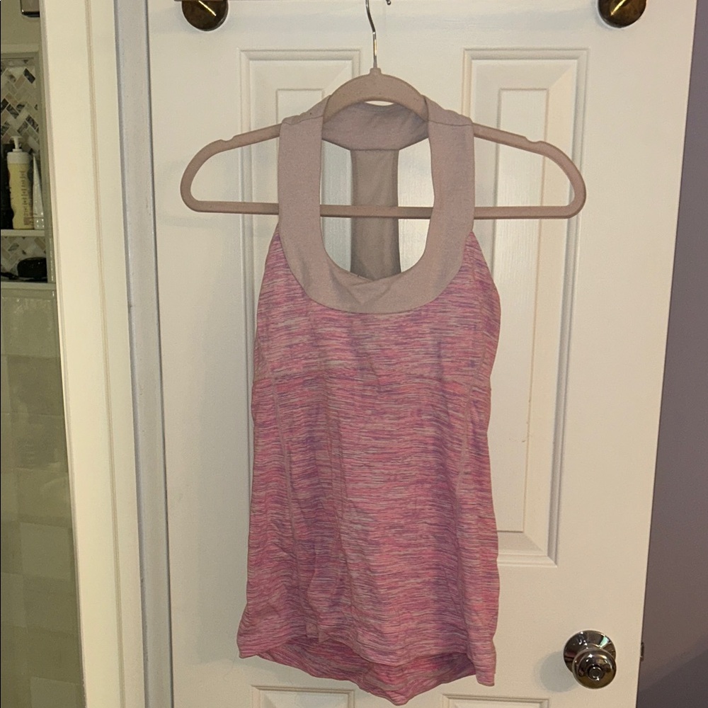 lululemon athletica Pink Space-Dye Racerback Tank with Cream Trim